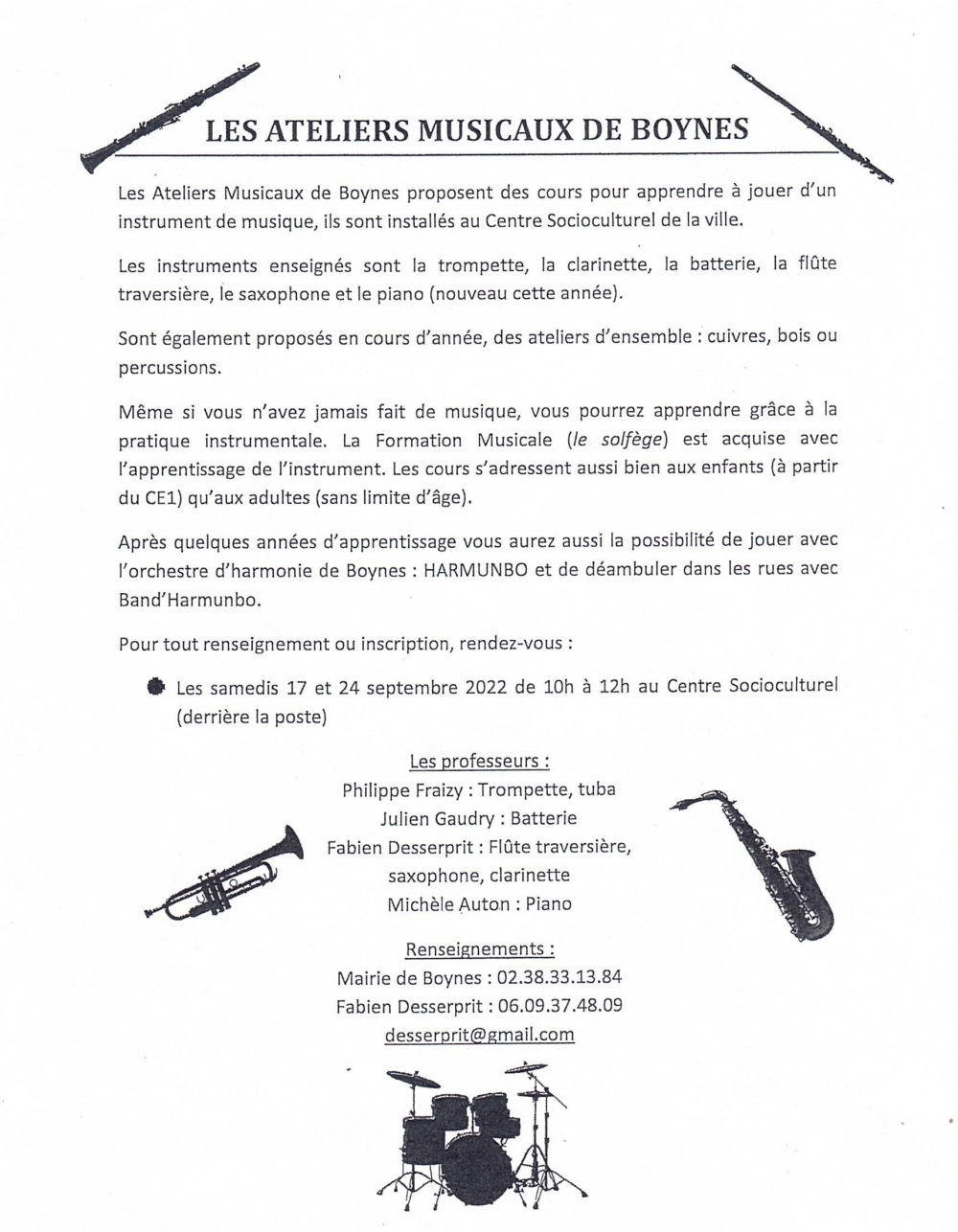 ateliers musicaux - Commune de Boynes