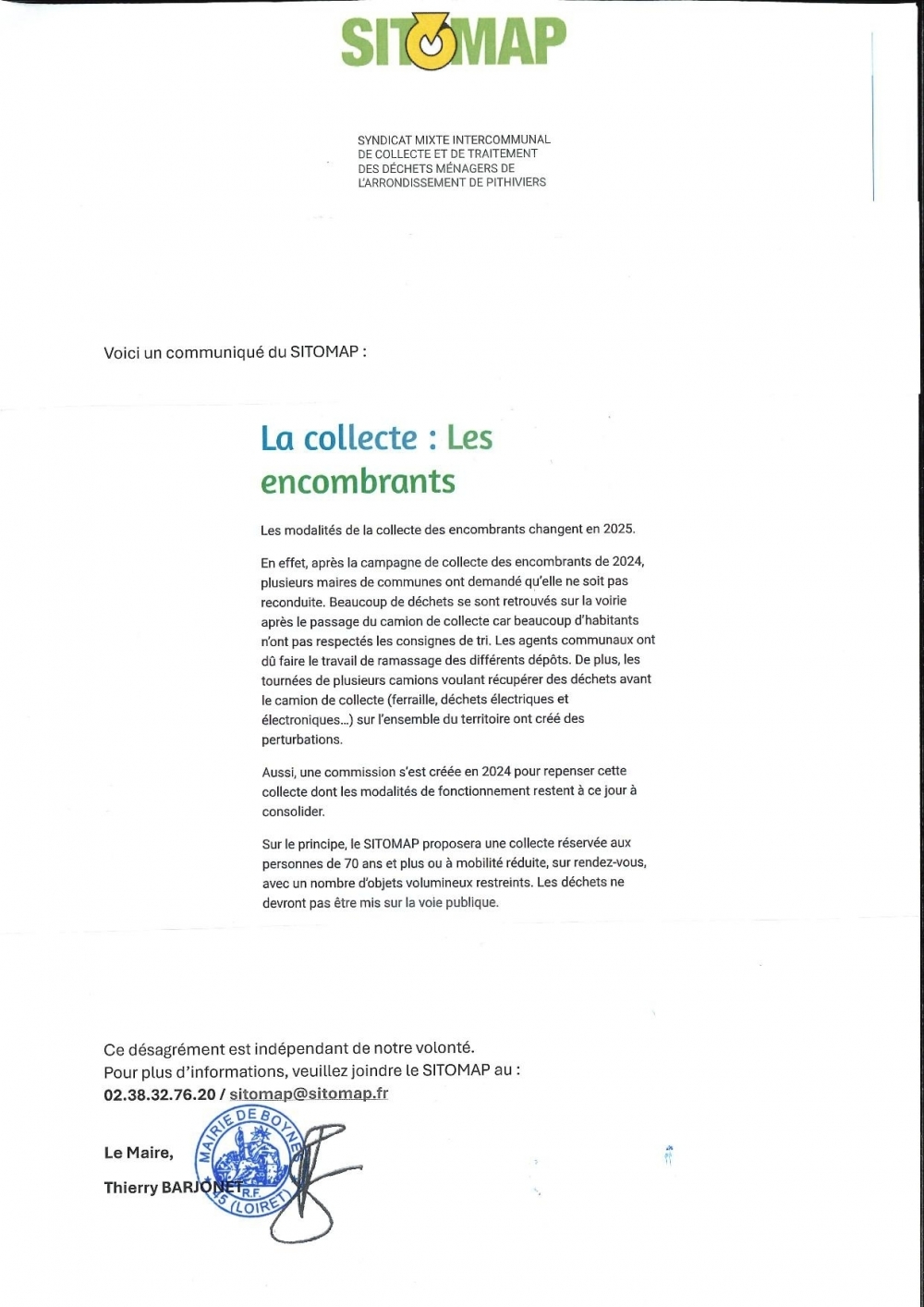 Les encombrants - Commune de Boynes