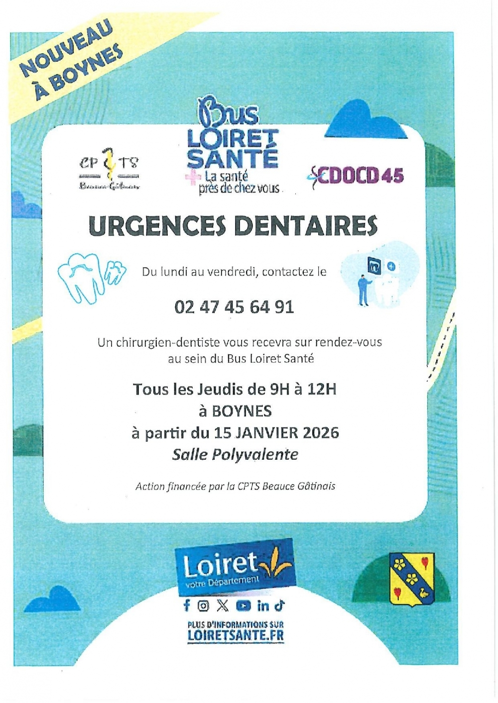 Urgence dentaire - Commune de Boynes