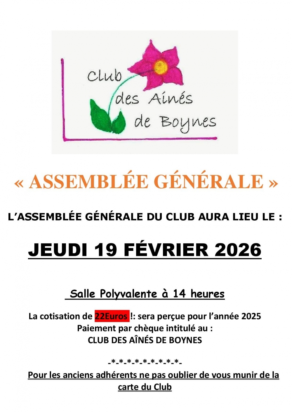 Assemblée générale - Commune de Boynes