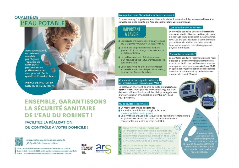 Qualité de l'eau potable – Contrôle sanitaire - Commune de Boynes