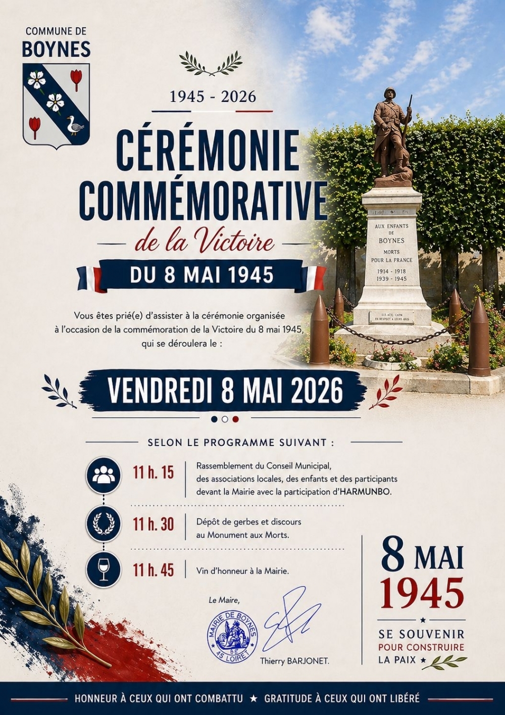 Cérémonie commémorative - Commune de Boynes
